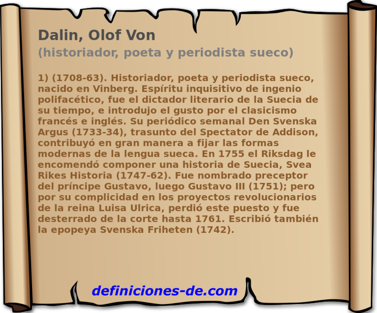 Dalin, Olof Von (historiador, poeta y periodista sueco)