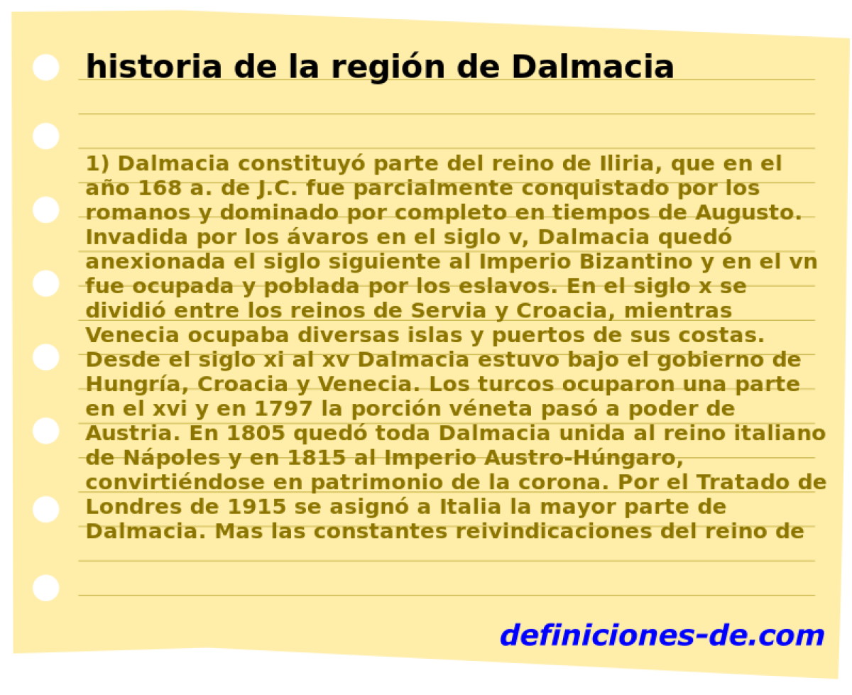historia de la regin de Dalmacia 