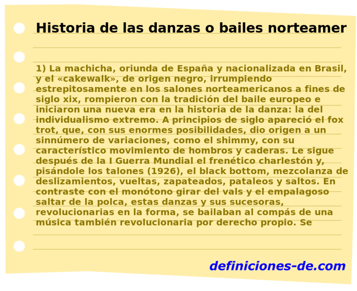 Historia de las danzas o bailes norteamericanos del siglo XX 