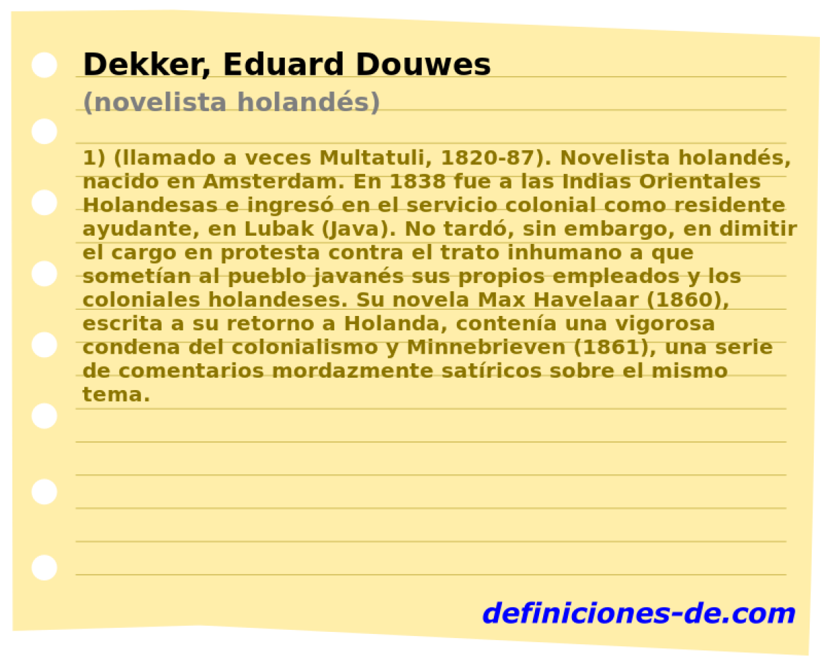 Dekker, Eduard Douwes (novelista holands)
