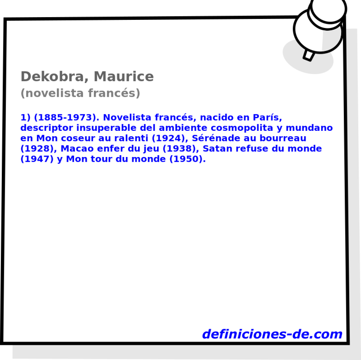 Dekobra, Maurice (novelista francs)