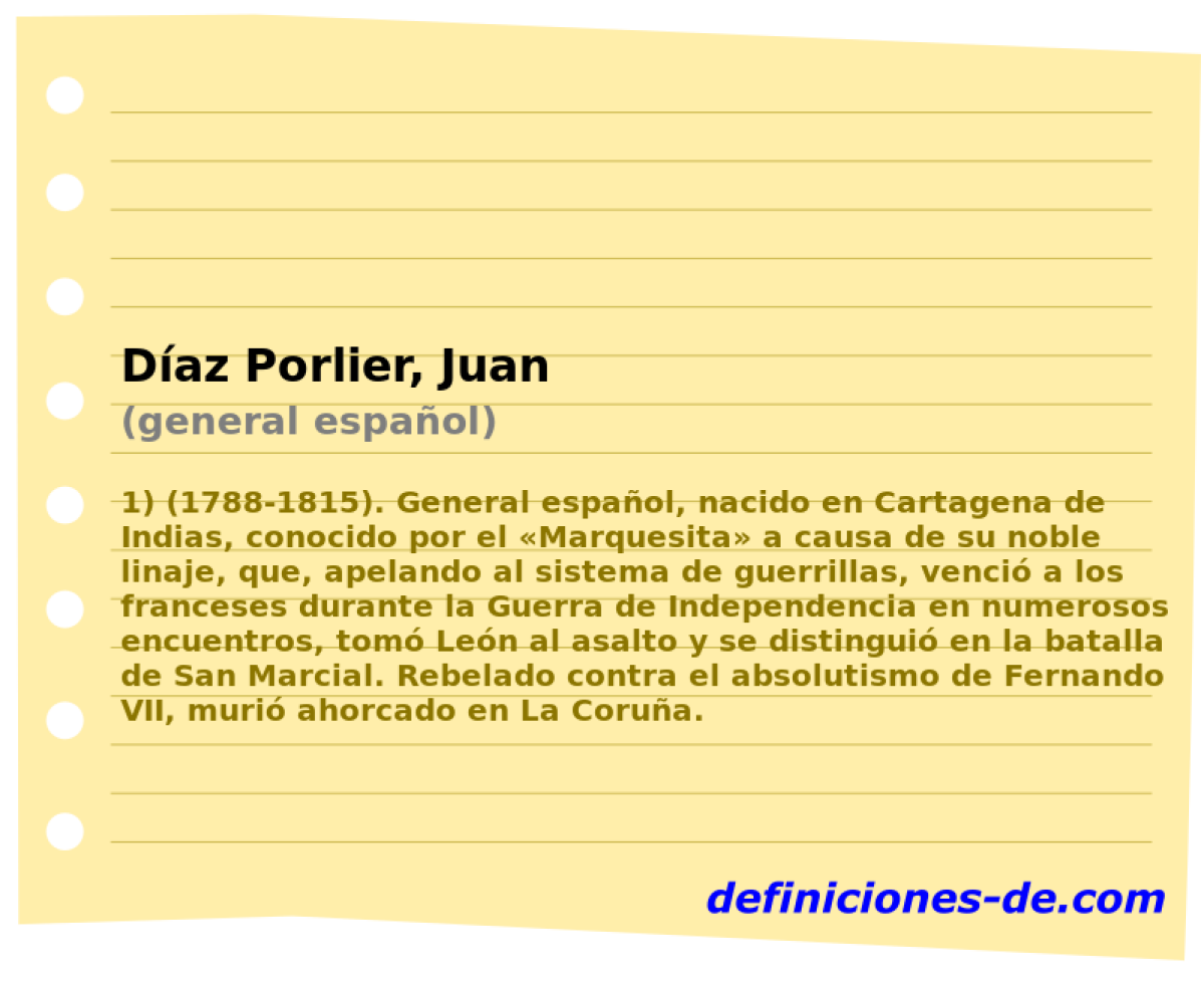 Daz Porlier, Juan (general espaol)