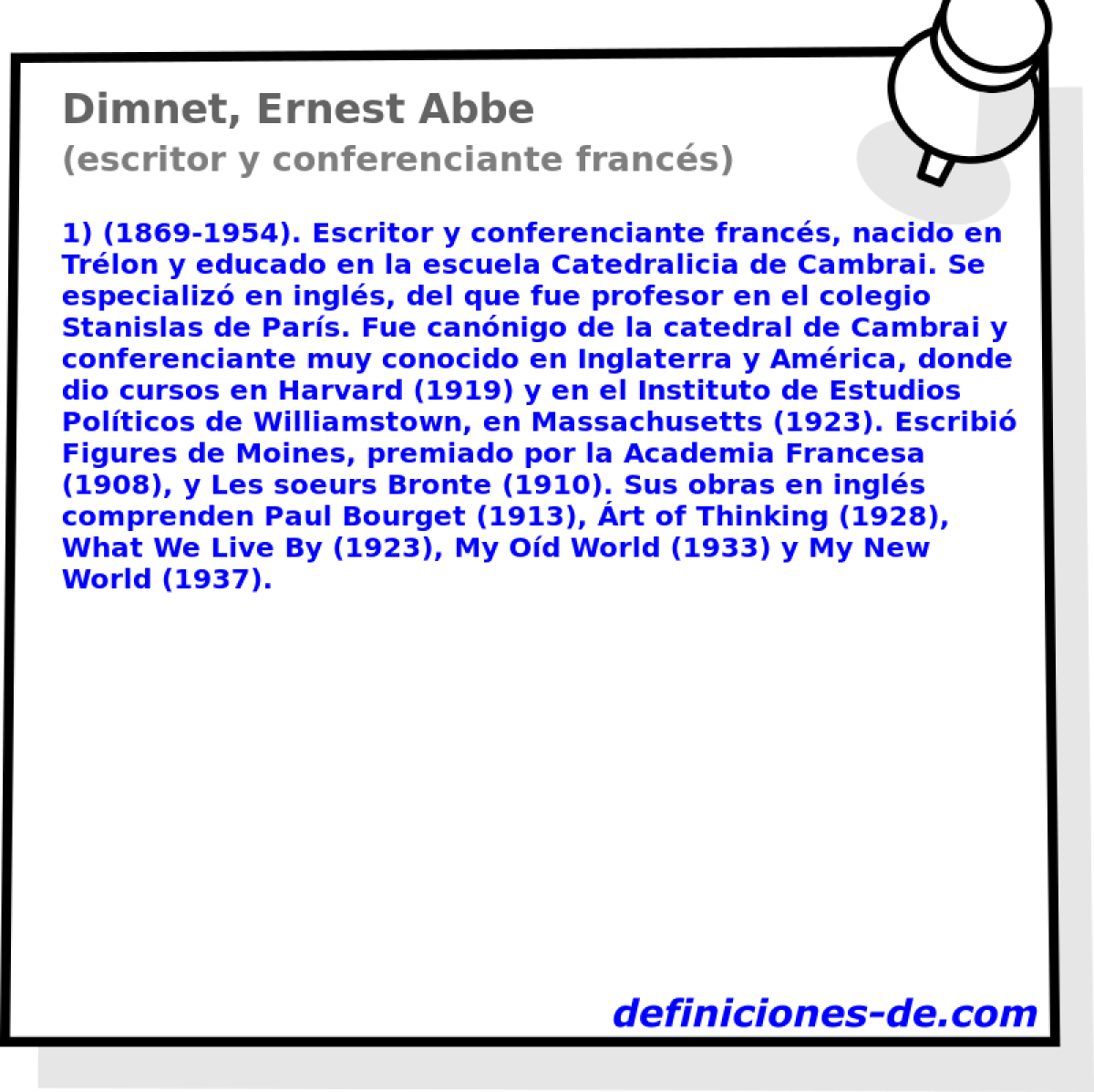 Dimnet, Ernest Abbe (escritor y conferenciante francs)