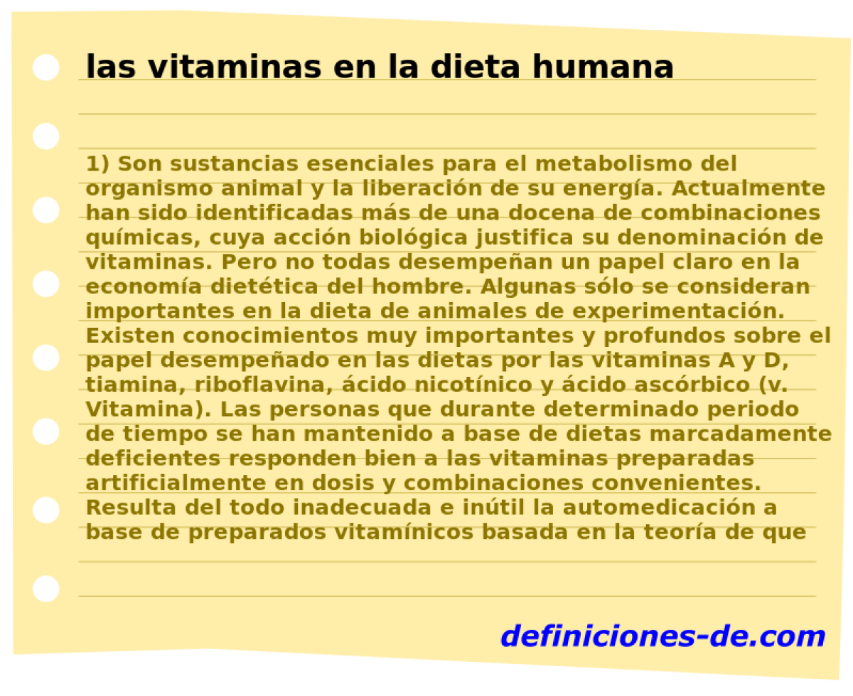 las vitaminas en la dieta humana 
