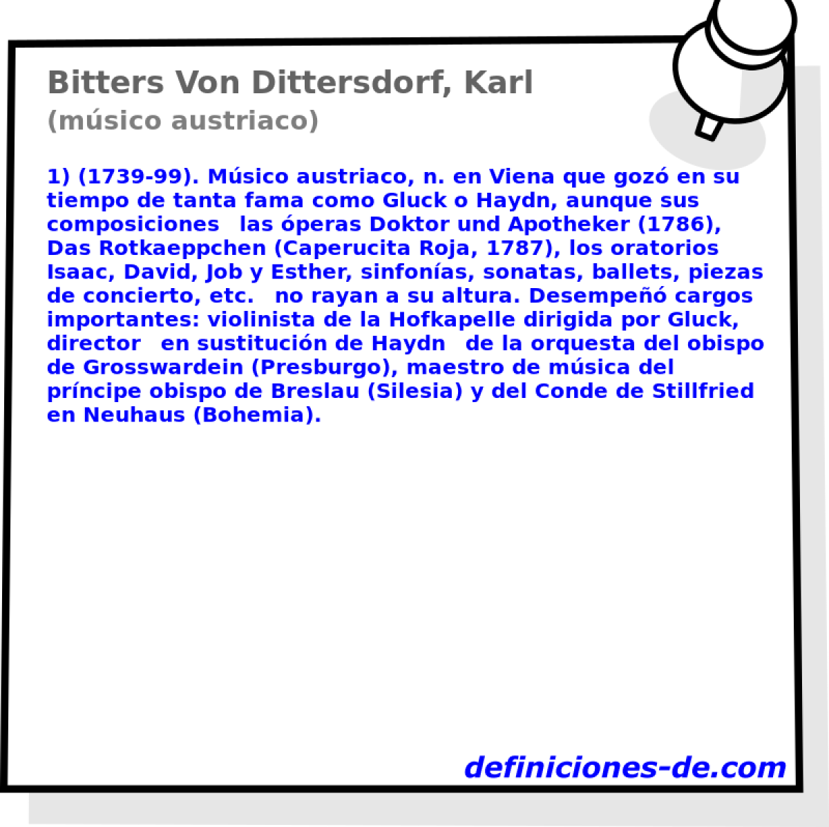Bitters Von Dittersdorf, Karl (msico austriaco)