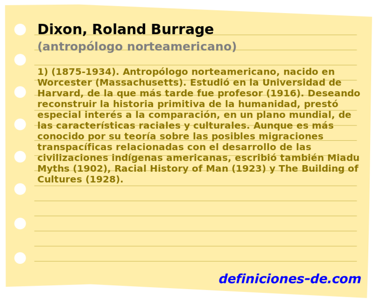 Dixon, Roland Burrage (antroplogo norteamericano)