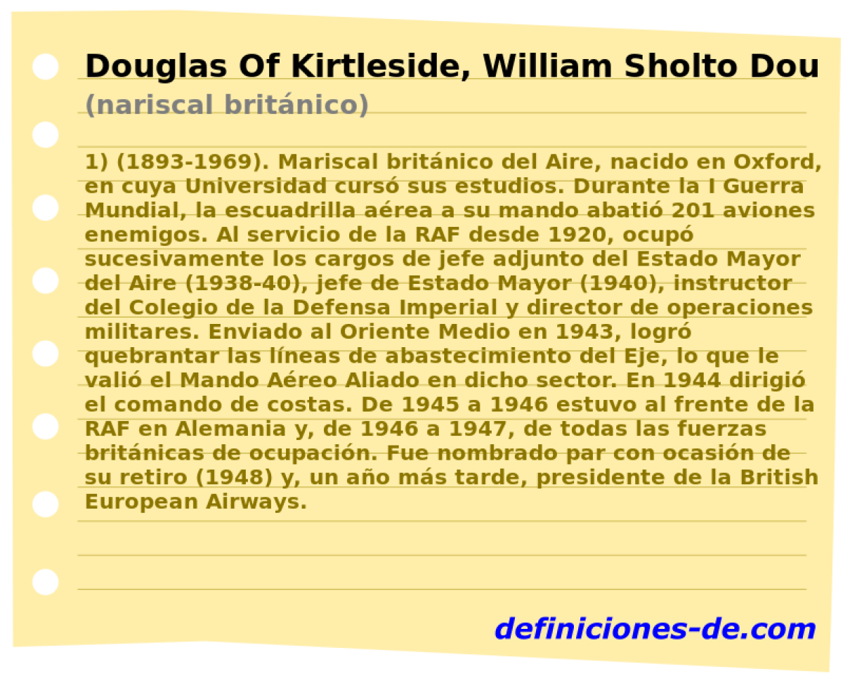 Douglas Of Kirtleside, William Sholto Douglas (nariscal britnico)