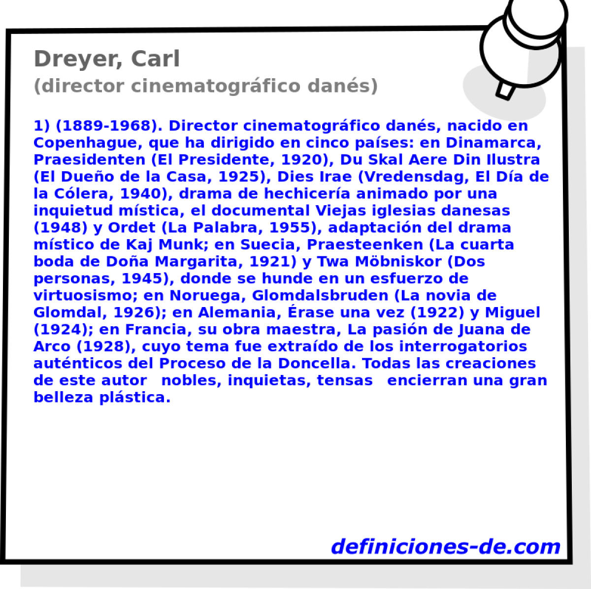 Dreyer, Carl (director cinematogrfico dans)