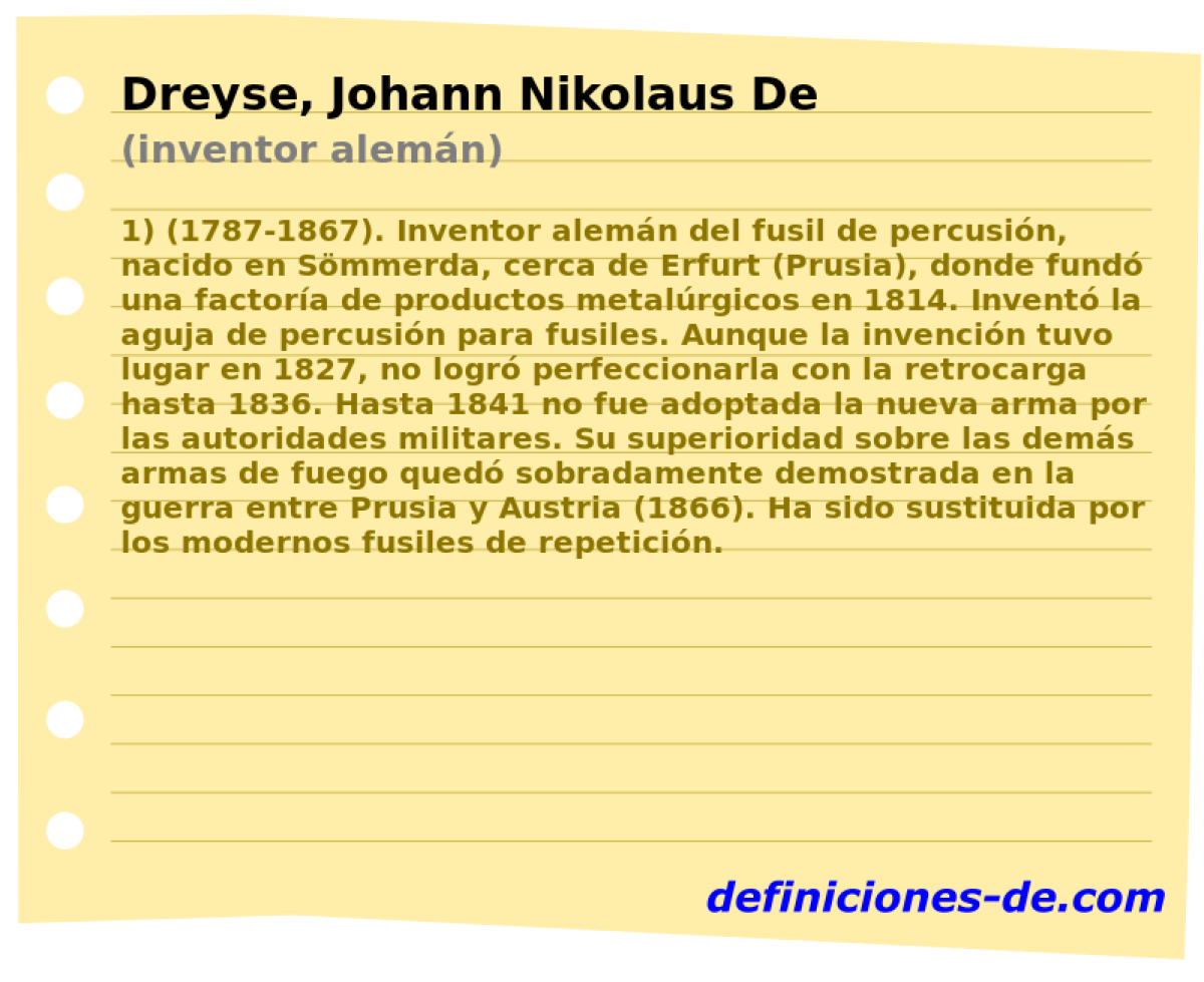 Dreyse, Johann Nikolaus De (inventor alemn)
