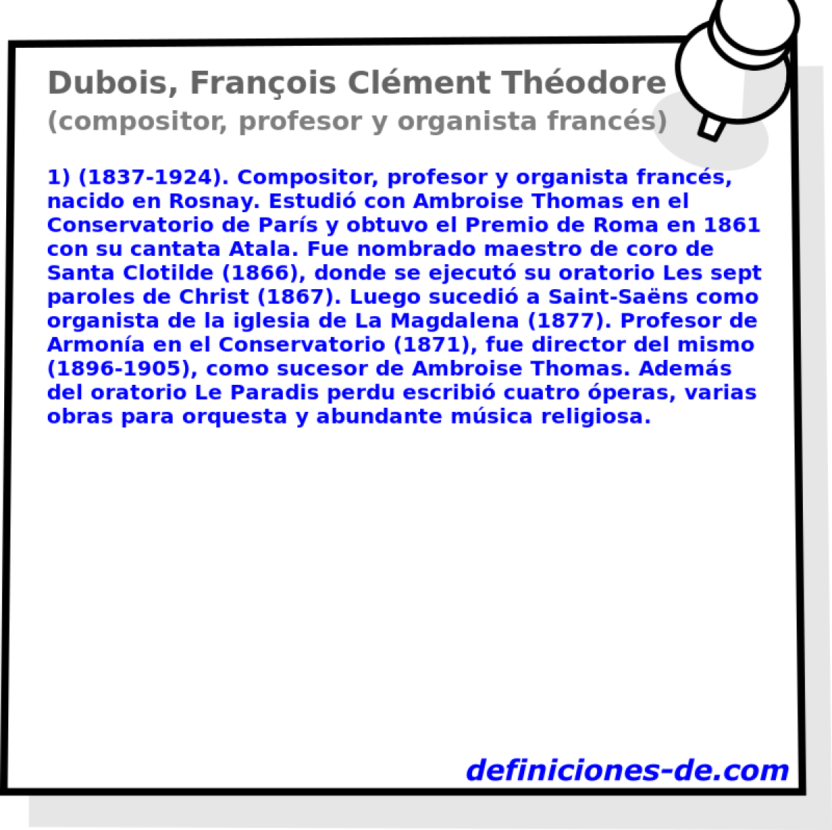 Dubois, Franois Clment Thodore (compositor, profesor y organista francs)