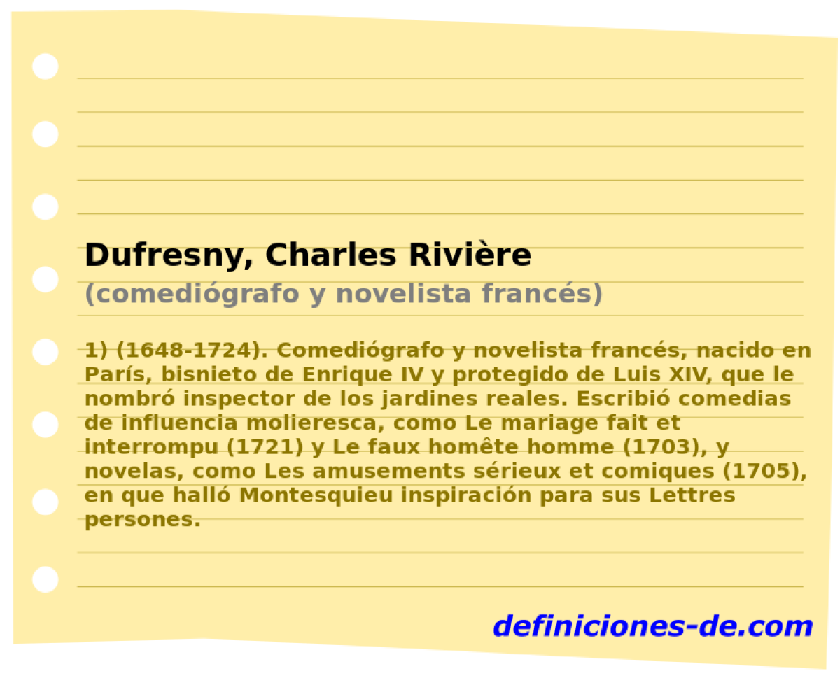Dufresny, Charles Rivire (comedigrafo y novelista francs)