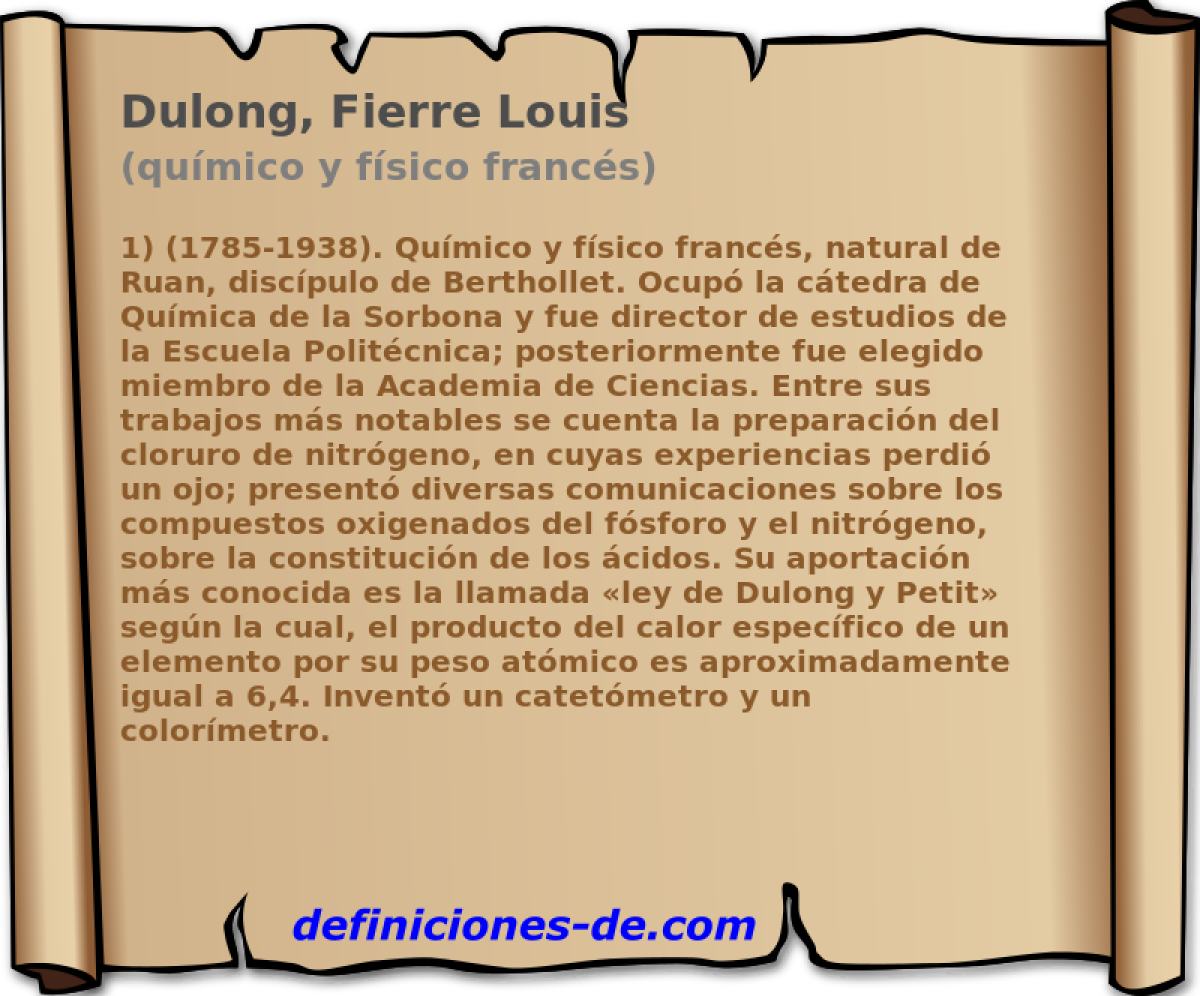 Dulong, Fierre Louis (qumico y fsico francs)