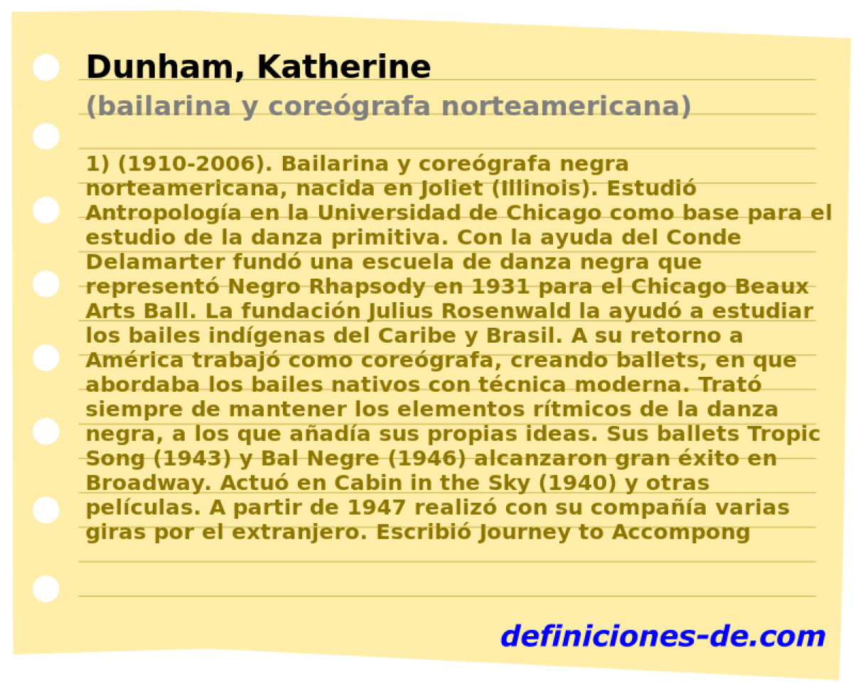 Dunham, Katherine (bailarina y coregrafa norteamericana)