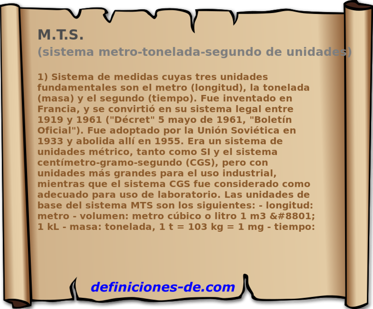 M.T.S. (sistema metro-tonelada-segundo de unidades)