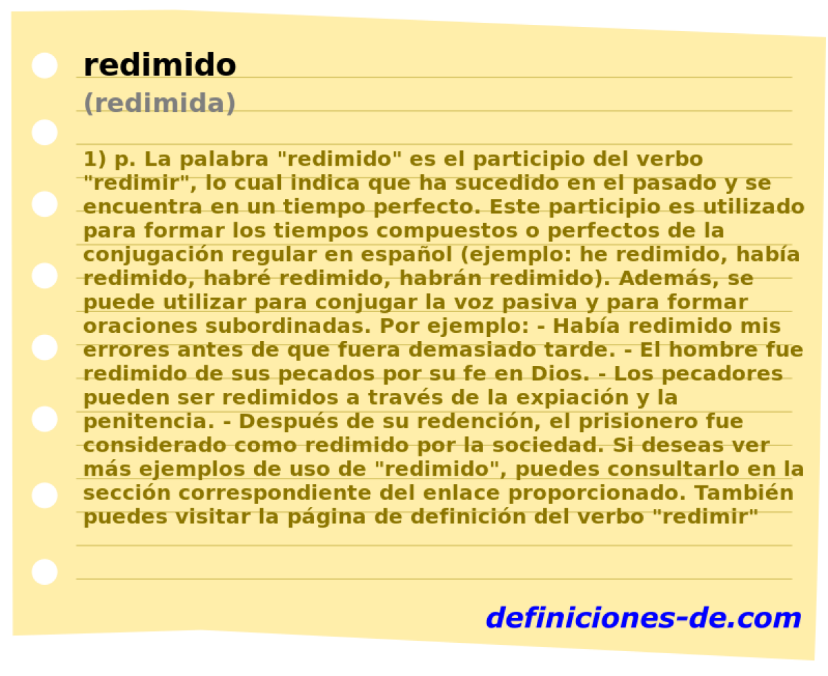 redimido (redimida)