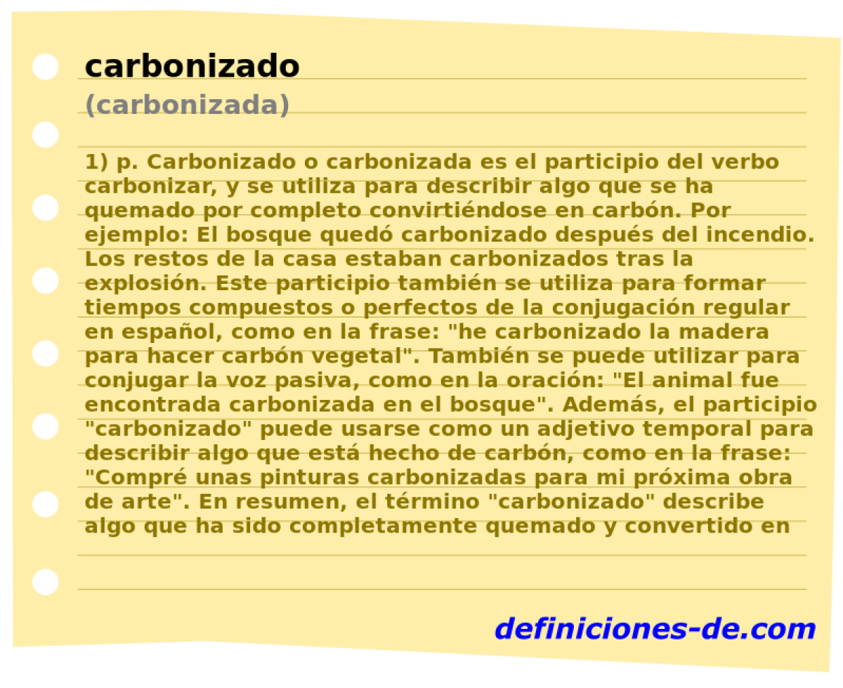 carbonizado (carbonizada)
