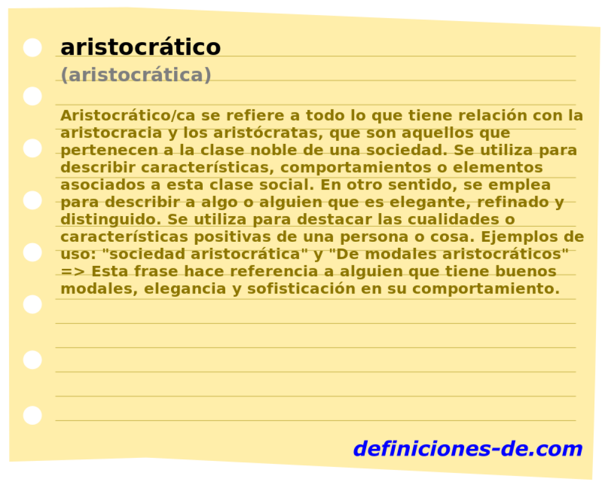 aristocrtico (aristocrtica)