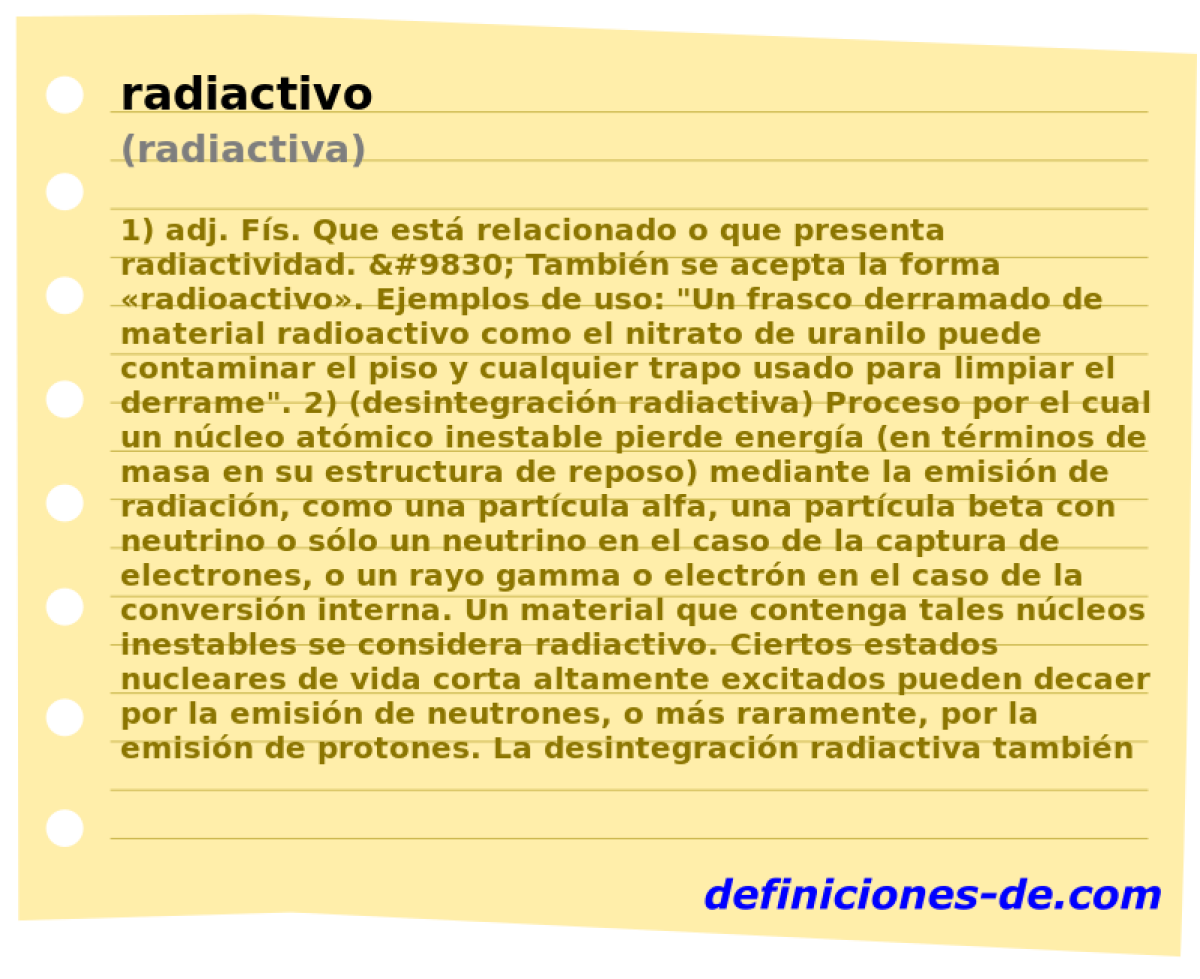 radiactivo (radiactiva)