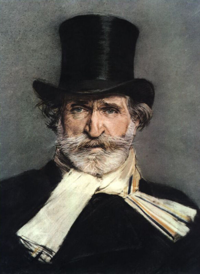 Giovanni Boldini, Retrato de Giuseppe Verdi con sombrero de copa, 1886, pastel, Roma, Galleria Nazionale d'Arte Moderna