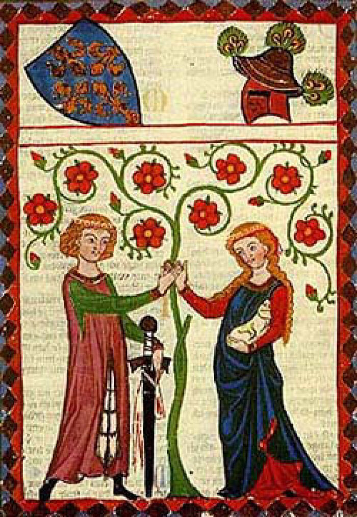 copia de la miniatura 178r del cdice Manesse, titulada: Herr Bergner von Horheim