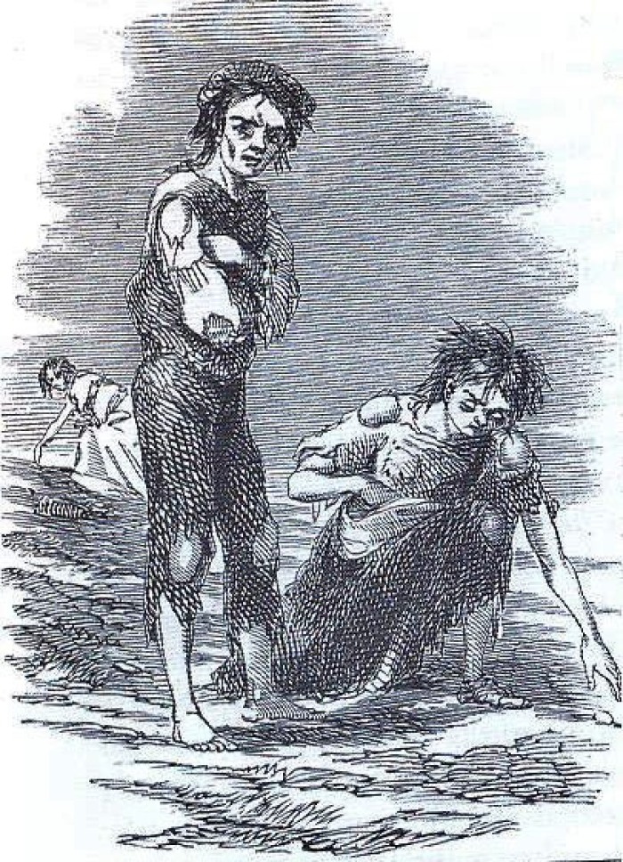 La gran hambruna irlandesa expresada en arte. Dibujo de James Mahony, 1847.