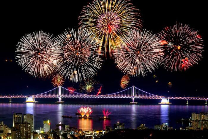 Fuegos artificiales para el Año Nuevo en Corea del Sur