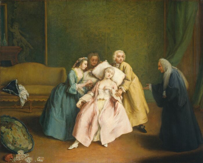 El desvanecimiento de Pietro Longhi (17011785) donde se aprecia el vaguido de al figura central