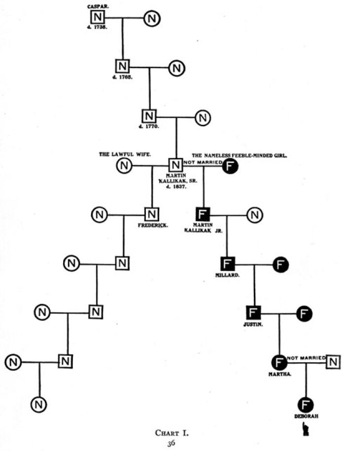 Un cuadro genealgico de la familia Kallikak