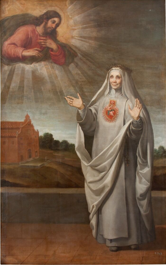 La beata Mariana de Jess, de Vicente Carducho (Museo del Prado), recibiendo la luz indeficiente de Jesucristo.