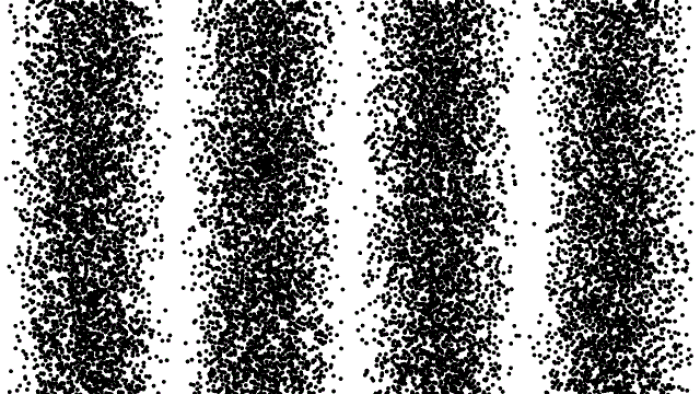 Los impactos de partculas hacen visible el patrn de interferencia de las ondas (como en el experimento de Young, por ejemplo)