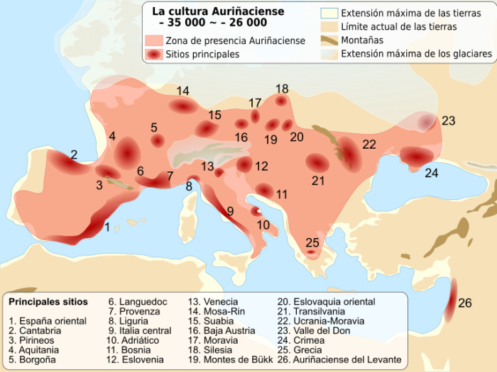 Mapa de la cultura auriñaciense
