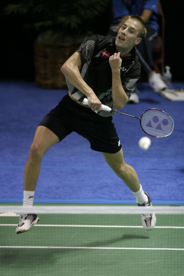 Peter Gade jugando bdminton