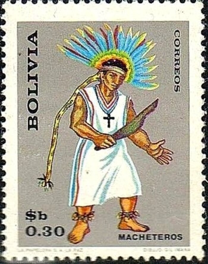 Estampilla de Bolivia del ao 1968 que ilustra un machetero