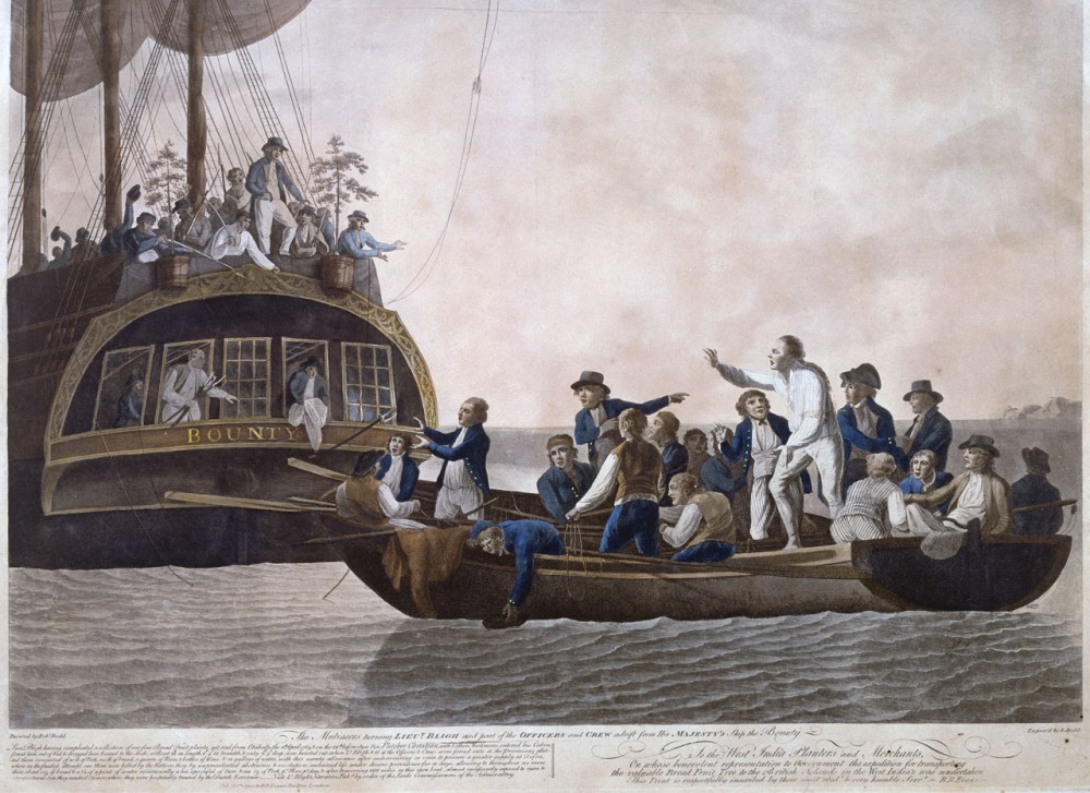 Los amotinados dejaron a la deriva al teniente Bligh y parte de los oficiales y la tripulacin del barco HMS Bounty, 29 de abril de 1789. Autor: Robert Dodd (1748-1815)