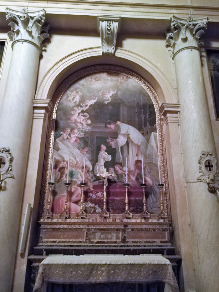 San Luis Gonzaga recibiendo la Primera Comunin de San Carlos, Obra prima de Paolo Leonardi