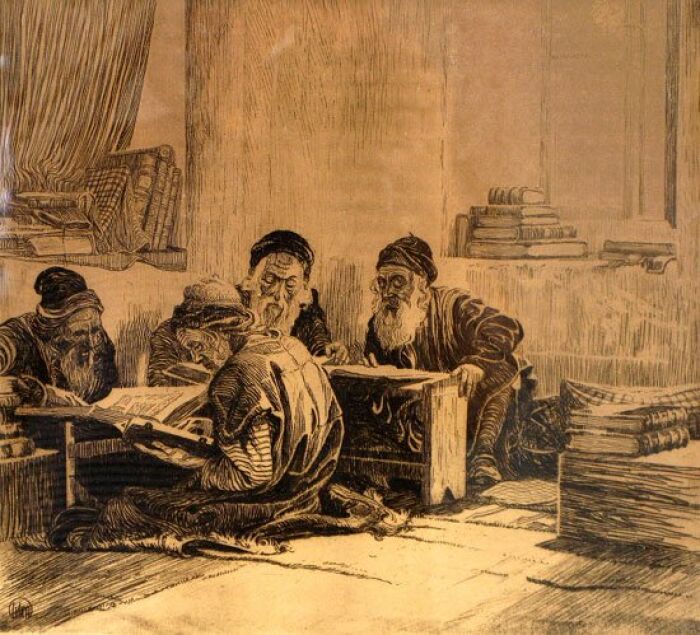 Estudiantes del talmud - Ephraim Moses Lilien  (18741925)