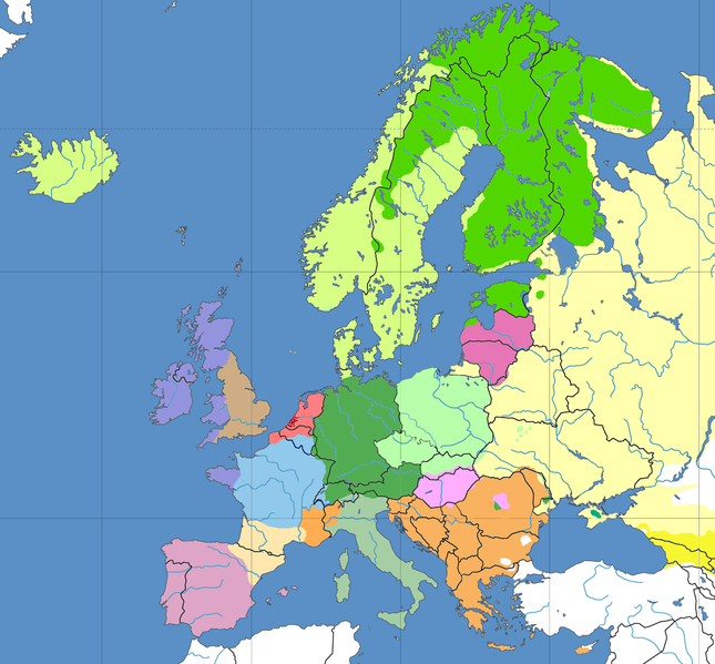 Los principales grupos europeos del mapa han sido asociados por etngrafos a unas 21 reas culturales. La agrupacin se basa principalmente en las similitudes lingsticas y la proximidad territorial. Aunque los individuos dentro de un grupo primario generalmente son conscientes de sus vnculos culturales, los diversos grupos dentro de un rea de cultura etnogrfica no necesariamente comparten el auto-reconocimiento de sus afinidades entre s. Esto es particularmente cierto en la zona cultural de los Balcanes. Por el contrario, los pueblos de las zonas culturales escandinavas y alemanas son mucho ms conscientes de pertenecer a civilizaciones regionales ms amplias.