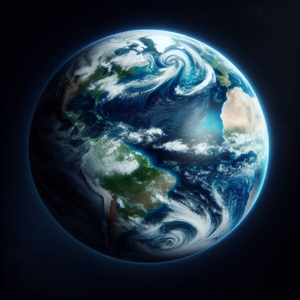 endosfera: ilustracin realista del planeta tierra visto desde el espacio
