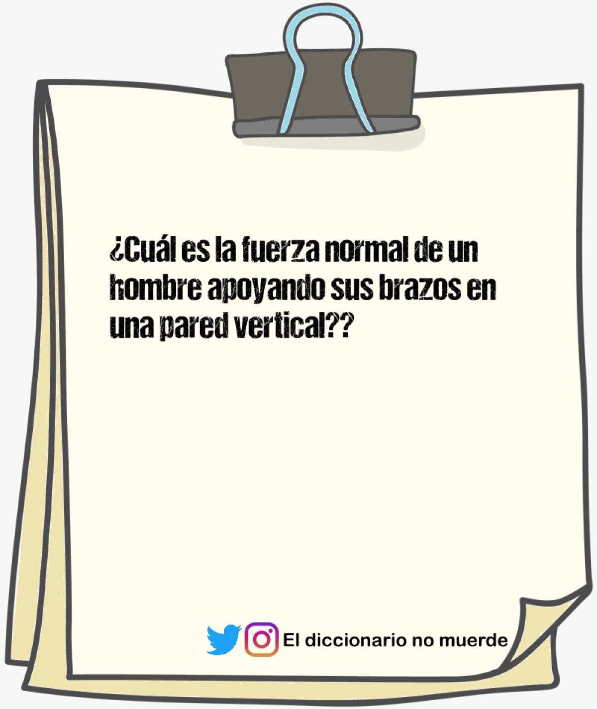 ¿Cuál es la fuerza normal de un hombre apoyando sus brazos en una pared vertical??