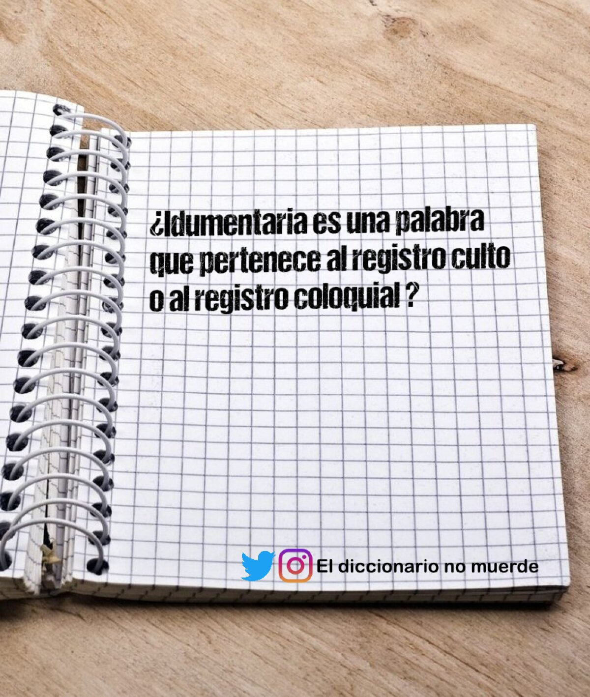 ¿Idumentaria es una palabra que pertenece al registro culto o al registro coloquial ?