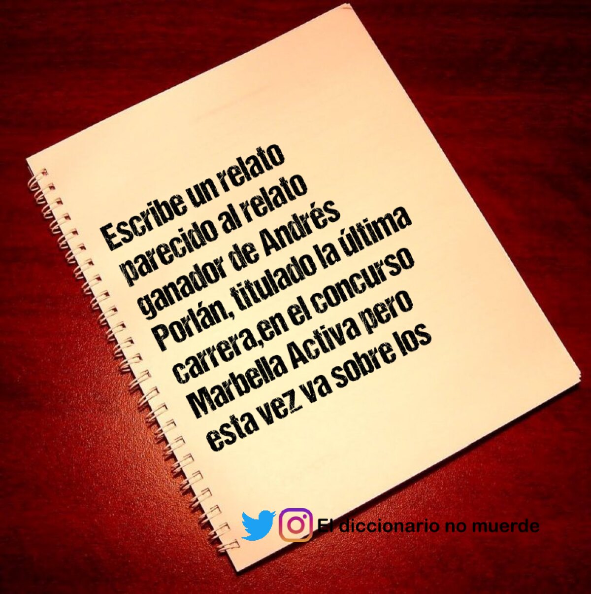 Escribe un relato parecido al relato ganador de Andrés Porlán, titulado la última carrera,en el concurso Marbella Activa pero esta vez va sobre los paraísos