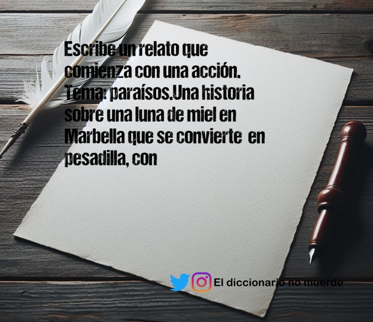 Escribe un relato que comienza con una acción. Tema: paraísos.Una historia sobre una luna de miel en Marbella que se convierte  en pesadilla, con dialogos,uno de los protagonista es químico  marino
.una mañana encontraron la orilla de la playa cubierta de peces agonizando.que sugiera muerte sin hablar de ello.que tenga influencias de Stephen king.