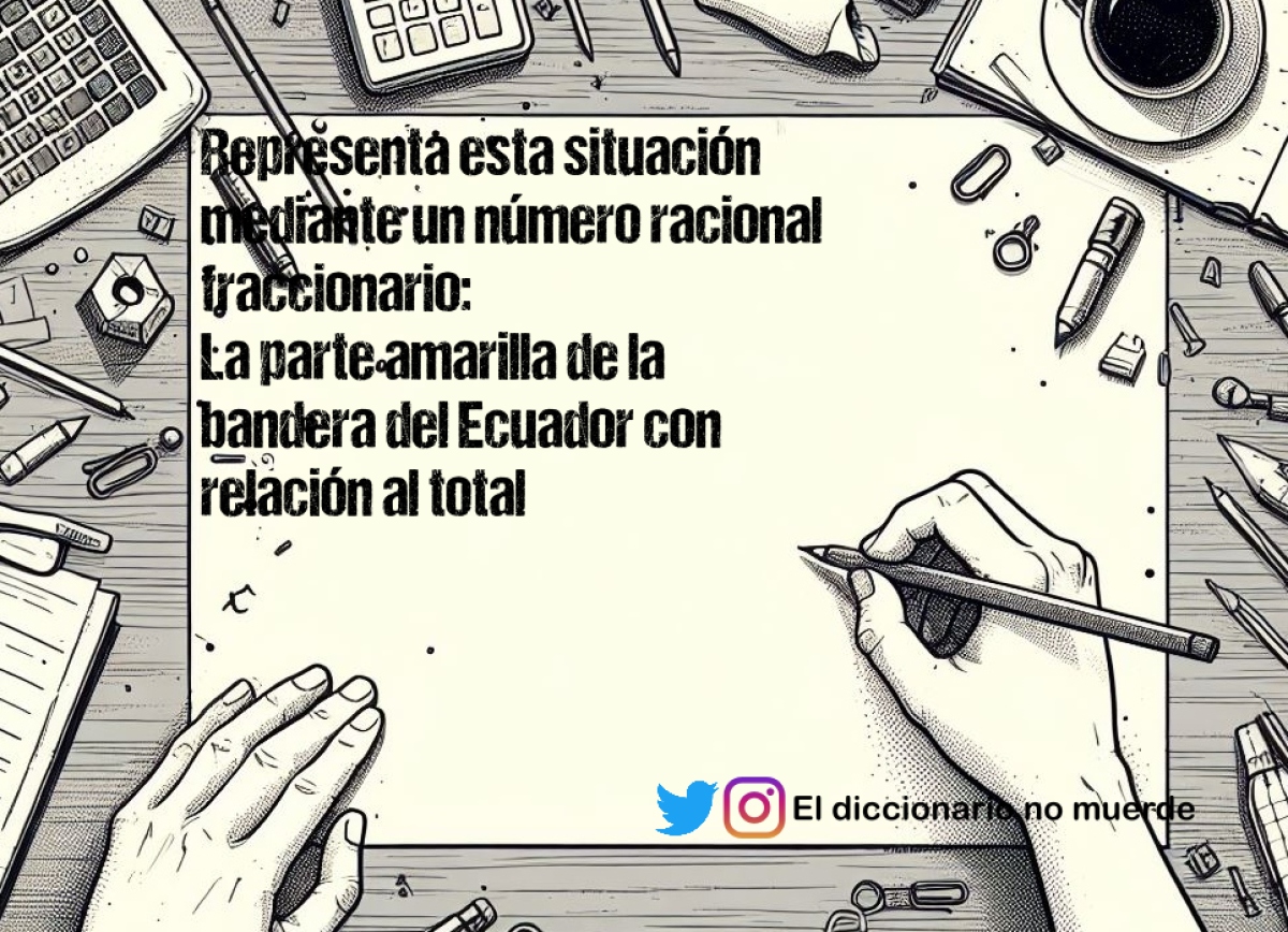 Representa esta situación mediante un número racional fraccionario:
La parte amarilla de la bandera del Ecuador con relación al total