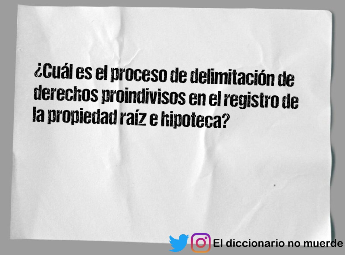 ¿Cuál es el proceso de delimitación de derechos proindivisos en el registro de la propiedad raíz e hipoteca?