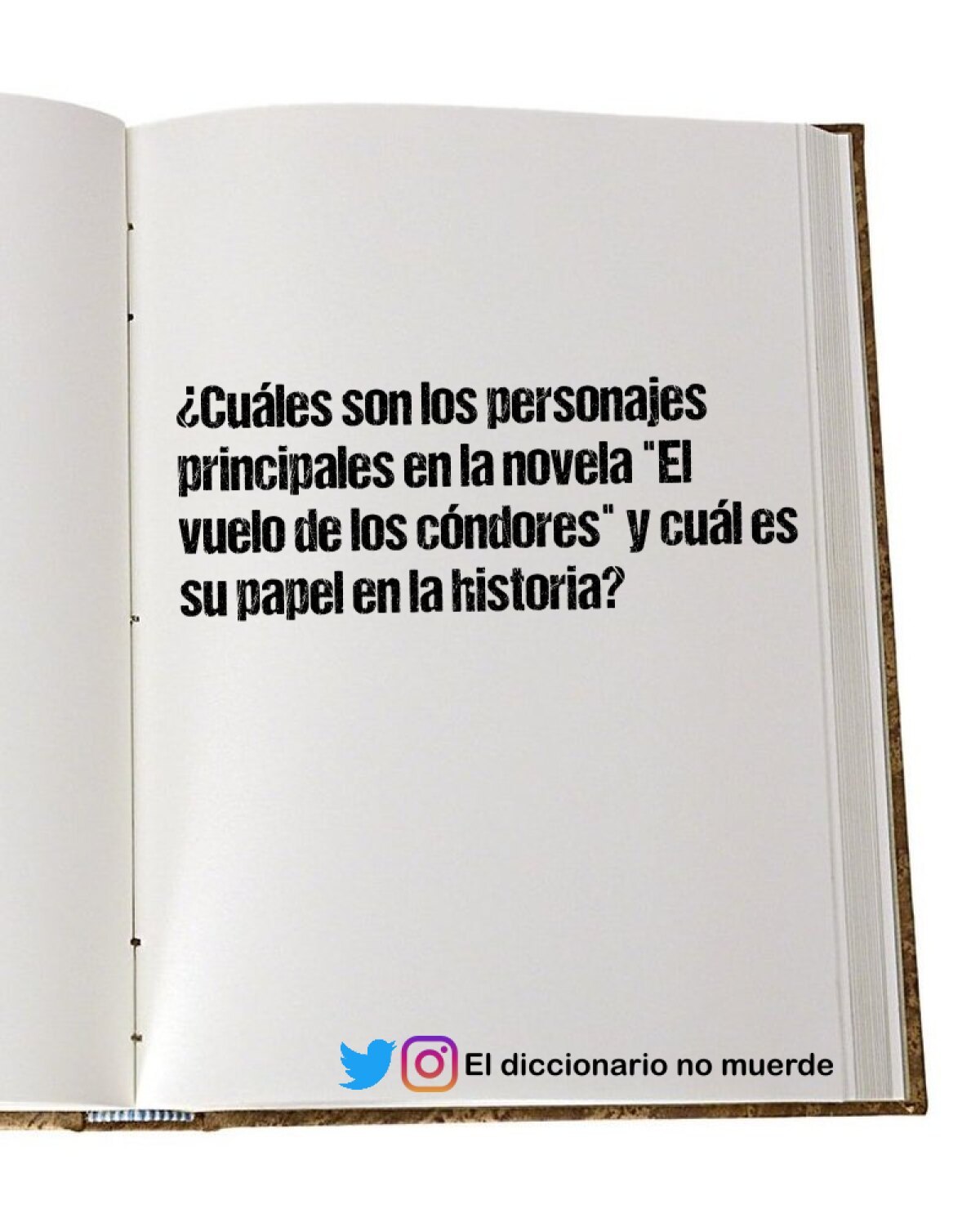 ¿Cuáles son los personajes principales en la novela "El vuelo de los cóndores" y cuál es su papel en la historia?