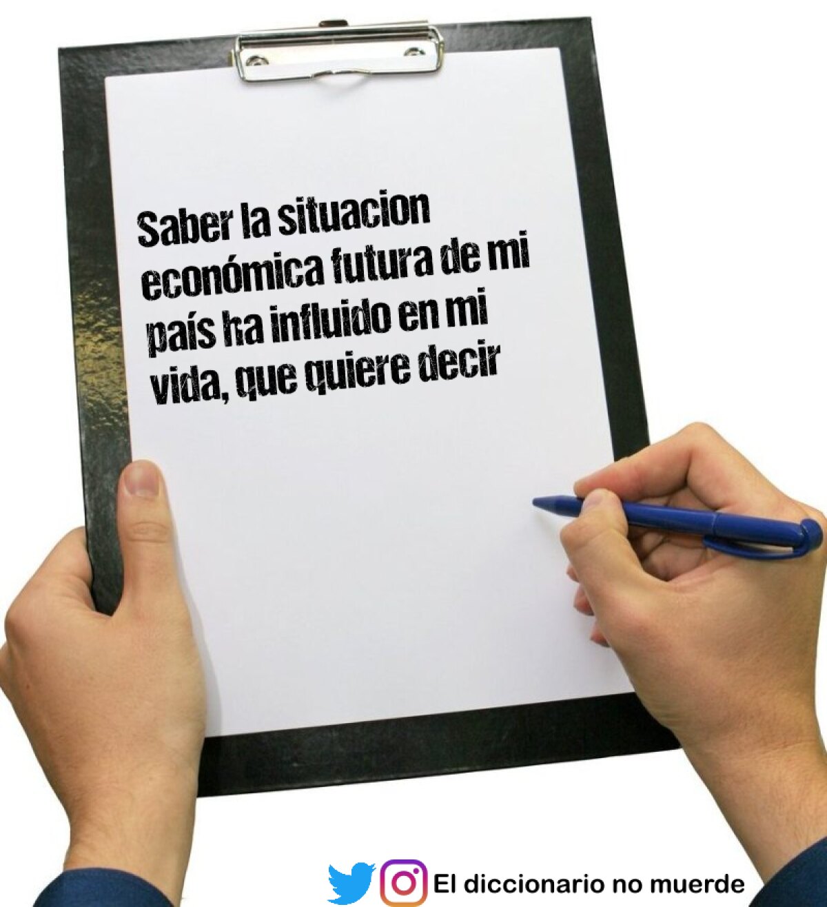 Saber la situacion económica futura de mi país ha influido en mi vida, que quiere decir