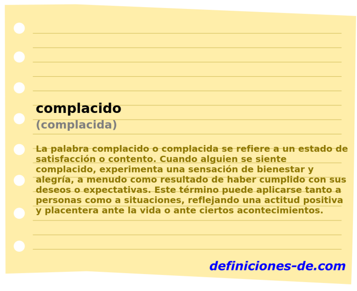 complacido (complacida)