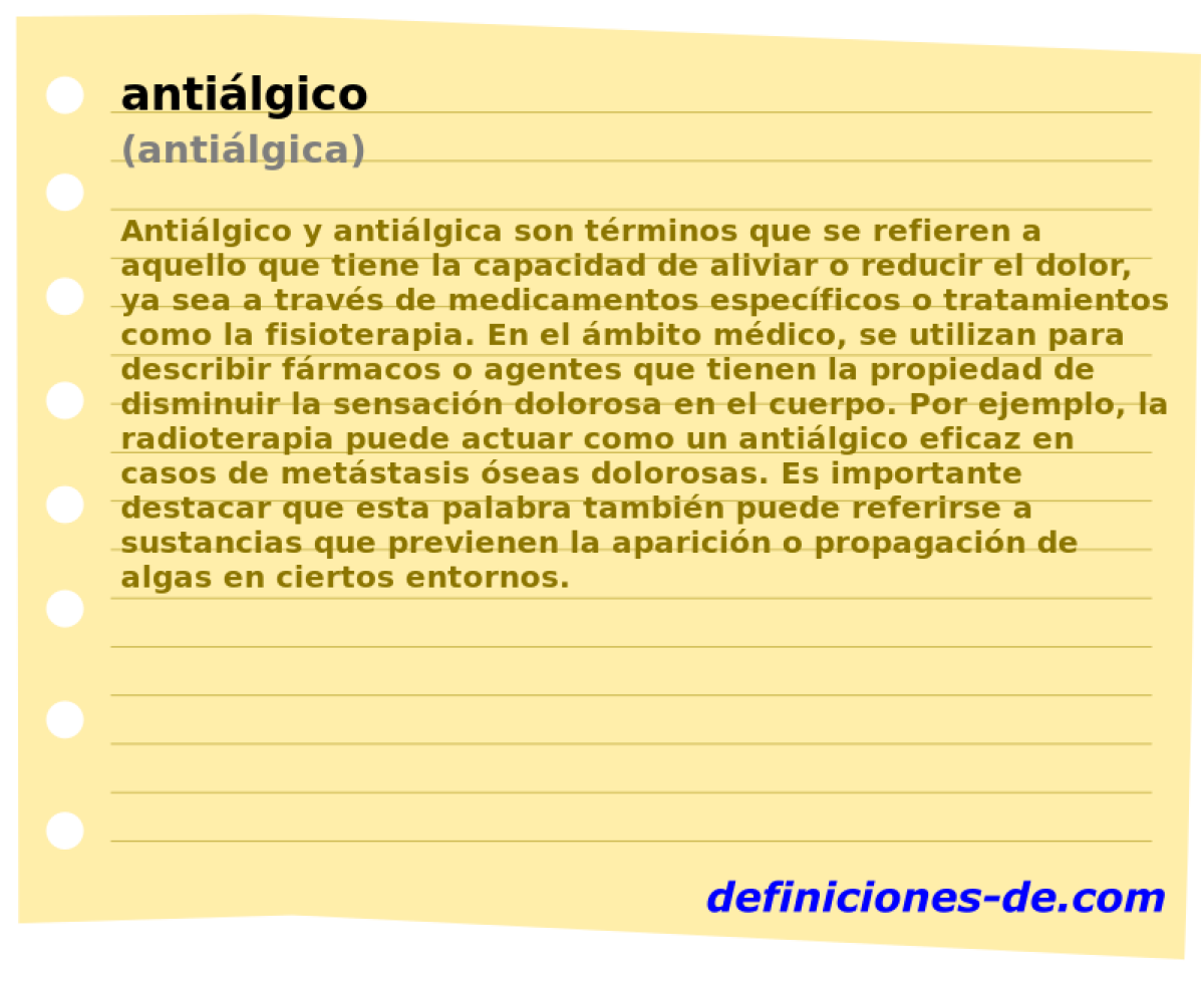 antilgico (antilgica)
