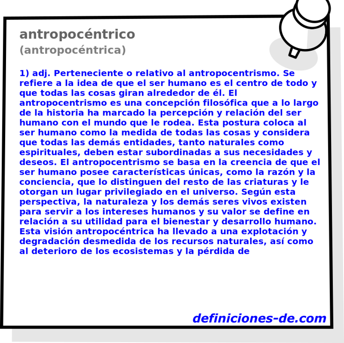 antropocntrico (antropocntrica)