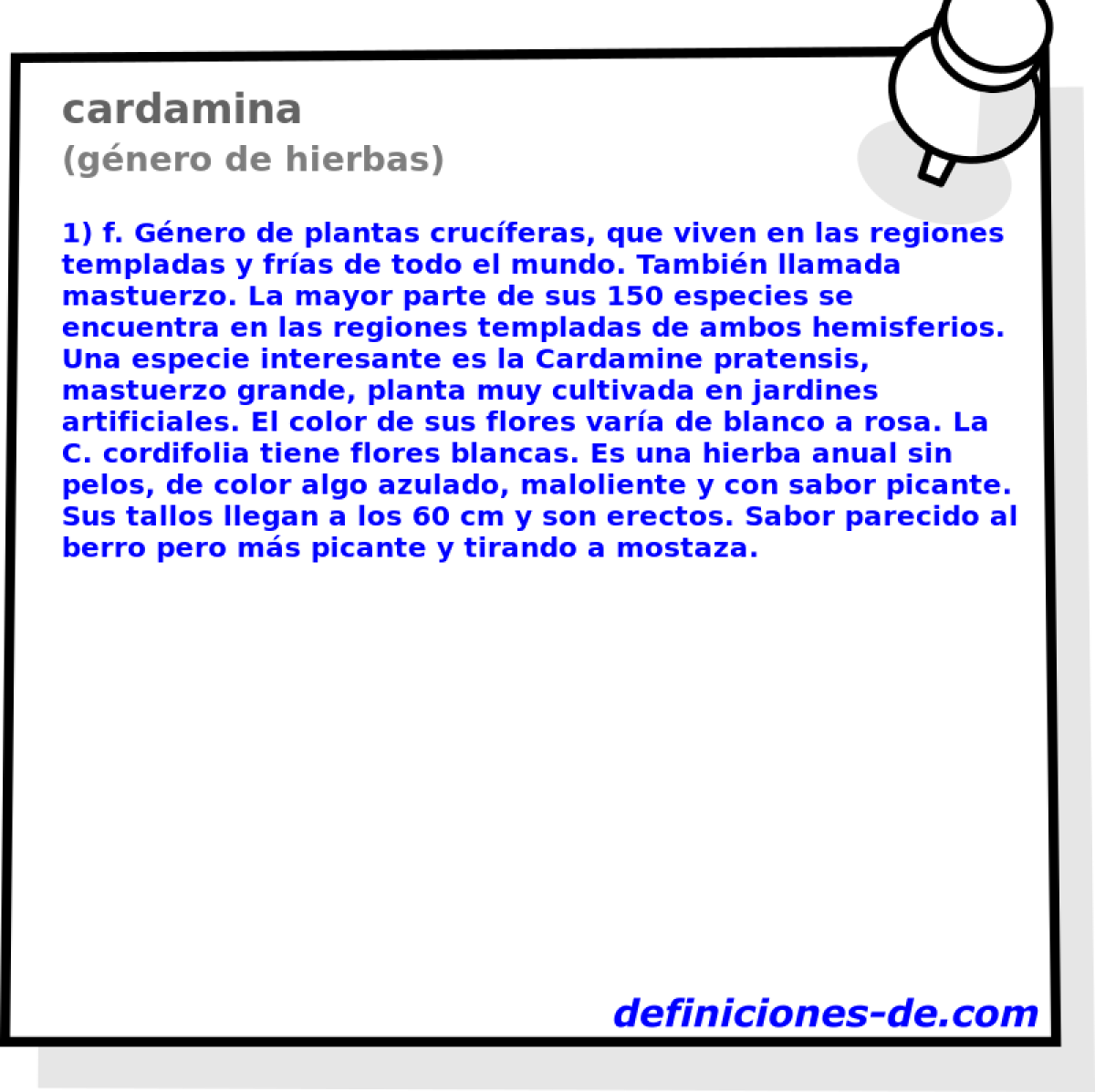Cardamina (género de hierbas) Significado de cardamina